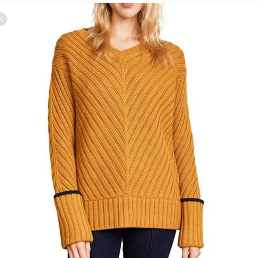 Jason Wu GREY super soft mustard yellow v neck sweater